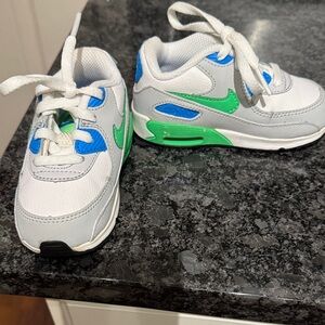 Nike Kids Sneakers in White, Green, and Blue